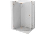 Mexen Lunar Cabina Doccia Pentagonale A Battente Sinistra 90 X 80 Cm, Trasparente, Rame Spazzolato - 831-090L-080P-65-00-L