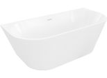 Mexen Oris Vasca Da Bagno Freestanding Scanalata Addossata 150 X 75 Cm, Bianca, Troppopieno Bianco - 52871507500-20