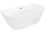 Mexen Oris Vasca Da Bagno Indipendente A Parete Rigata 170 X 80 Cm, Bianca, Troppopieno Dorato - 52871708000-50