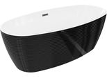Mexen Lira Vasca Da Bagno Indipendente Modello 170 X 80 Cm, Bianca/Nera, Troppo Pieno Nero - 52831708075-70