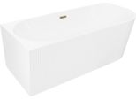 Mexen Silo Vasca Da Bagno Indipendente Angolare Sinistra Scanalata 150 X 75 Cm, Bianca, Troppopieno Dorato - 52891507500L-50