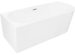 Mexen Silo Vasca Da Bagno Freestanding Angolare Sinistra Rigata 170 X 80 Cm, Bianca, Troppo Pieno Cromato - 52891708000L-01