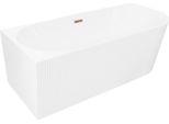 Mexen Silo Vasca Da Bagno Freestanding Angolare Sinistra Scanalata 170 X 80 Cm, Bianca, Troppopieno Oro Rosa - 52891708000L-60