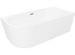 Mexen Silo Vasca Da Bagno Indipendente Angolare Destra Scanalata 150 X 75 Cm, Bianca, Troppopieno Oro Rosa - 52891507500P-60