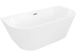 Mexen Oris Vasca Da Bagno Freestanding A Parete, Scanalata, 150 X 75 Cm, Bianca, Troppopieno Oro Rosa - 52871507500-60