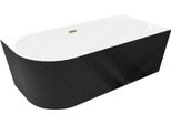 Mexen Silo Vasca Da Bagno Angolare Destra Freestanding Rigata 170 X 80 Cm, Bianca/Nera, Troppo Pieno Dorato - 52891708075P-50