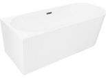 Mexen Silo Vasca Da Bagno Freestanding Angolare Sinistra Scanalata 150 X 75 Cm, Bianca, Troppopieno Grigio Canna Di Fucile