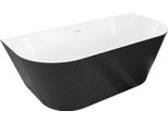 Mexen Oris Vasca Da Bagno Indipendente Addossata Rigata 150 X 75 Cm, Bianco/Nero, Troppopieno Bianco - 52871507575-20
