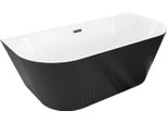Mexen Oris Vasca Indipendente Freestanding Rigata 150 X 75 Cm, Bianca/Nera, Troppopieno Nero - 52871507575-70