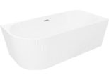 Mexen Silo Vasca Da Bagno Freestanding Angolare Destra Scanalata 170 X 80 Cm, Bianca, Con Troppopieno In Nichel Spazzolato