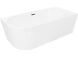 Mexen Silo Vasca Da Bagno Indipendente Angolare Destra Zigrinata 150 X 75 Cm, Bianca, Troppopieno Grigio Fucile Spazzolato