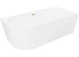 Mexen Silo Vasca Da Bagno Freestanding Angolare Destra Scanalata 170 X 80 Cm, Bianca, Troppopieno Dorato Spazzolato