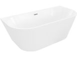 Mexen Oris Vasca Da Bagno Autoportante A Parete Rigata 150 X 75 Cm, Bianca, Troppopieno Cromato - 52871507500-01
