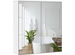 Mobile Da Bagno Con 2 Ante A Specchio, Mobile A Parete, Mobile A Specchio Per Bagno, Mobile Da Bagno A 2 Livelli, Ripiano Regolabile In Altezza