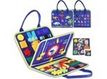 Gioco Educativo Per Bambini In Feltro, Lavagna Per Le Abilità Motorie, Multifunzionale, Giocattolo Da Viaggio, Dinosauro (3 Lati)