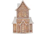 Clayre & Eef Casa Di Pan Di Zenzero Con Led 16X8X23 Cm Plastica Marrone
