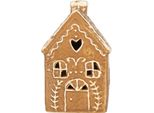 Clayre & Eef Casa Di Pan Di Zenzero Con Led 7X6X12 Cm Ceramica Marrone