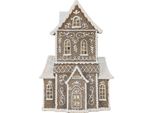 Clayre & Eef Casa Di Pan Di Zenzero Con Led 23X11X33 Cm Plastica Marrone