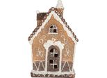 Clayre & Eef Casa Di Pan Di Zenzero Con Led 13X9X20 Cm Plastica Marrone