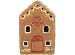 Casetta Di Pan Di Zenzero Clayre & Eef Con Led 7X6X9 Cm In Ceramica Marrone