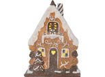 Clayre & Eef Casa Di Pan Di Zenzero Con Led 15X8X19 Cm Plastica Marrone