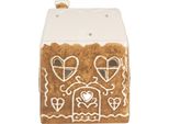 Clayre & Eef Portacandele House 12X7X16 Cm In Ceramica Marrone