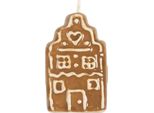 Ornamento Natalizio Clayre & Eef Casa 4X4X6 Cm In Ceramica Marrone