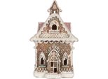 Clayre & Eef Casa Di Pan Di Zenzero Con Led 16X15X25 Cm Plastica Marrone