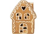 Clayre & Eef Casa Di Pan Di Zenzero Con Led 8X6X11 Cm Vetroceramica Marrone