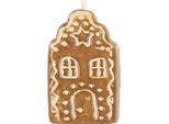 Ornamento Natalizio Clayre & Eef Casa 4X4X6 Cm In Ceramica Marrone
