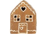 Clayre & Eef Casetta Di Pan Di Zenzero Con Led 8X6X10 Cm In Ceramica Marrone