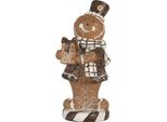 Clayre & Eef Decorazione Natalizia Figura Uomo Di Pan Di Zenzero 9X8X20 Cm Plastica Marrone