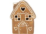 Clayre & Eef Casa Di Pan Di Zenzero Con Led 8X6X11 Cm Ceramica Marrone