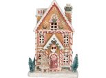 Clayre & Eef Casa Di Pan Di Zenzero Con Led 17X12X25 Cm Plastica Marrone