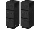 Set Di 2 Comodini Stretti - Con Cassetti In Nero Ebano