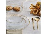 Set Di Stoviglie In Vetro Per 4 Persone 12 Pezzi - Set Di Piatti In Oro Trasparente 6 Persone