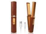 Zelurxx Piastra Per Capelli 2 In 1 Senza Fili, Piastra Per Capelli Portatile, Batteria Da 5000Mah, Riscaldamento Rapido, Piastra Per Capelli Da Viaggio Per Lisciare E Arricciare, Marrone Pelle