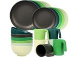 Set Di Stoviglie In Plastica Infrangibile, 24 Pezzi Di Stoviglie Leggere Da Campeggio, Set Di Piatti, Ciotole, Tazze E Tazzine Adatto A Microonde E Lavastoviglie, Servizio Per 6 Persone, Ideale Per Bambini E Adulti