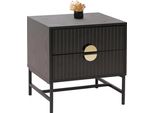 Comodino HWC-O39, Comodino Mobile, Cassetto Melamina Mdf Metallo 50X48X39Cm ~ Legno Look Nero