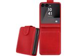 Avizar, Custodia Chesterfield Portacarte Samsung Z Flip 7 Con Chiusura Magnetica, Rosso