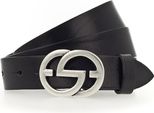 Vanzetti Pelle Cintura Full Leather Buckel Belt W100 Black Nero