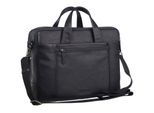 Leonhard Heyden Pelle Cartella Cartella Con Scomparto Per Laptop Hamburg Zipped Briefcase 2 Compartments Black Nero
