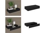 Vidaxl Mensola Galleggiante Con Cassetto Nero 48X25X8 Cm - Mensola A Muro - Mensole A Muro - Mensole A Muro - Mensole A Muro