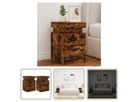 The Living Store Comodini Con Luci Led 2 Pz. Rovere Fumé 35X39X55 Cm