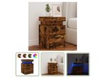 The Living Store Comodino Con Luci Led Rovere Fumé 35X39X55 Cm