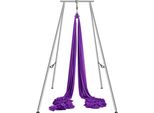Amaca Da Yoga Aerea Con Telaio Da Yoga 12 X 2,6 M - Amaca Da Yoga Volante Viola - Amaca Da Yoga Con Amaca Da 250 Kg Max. Capacità Di Carico - Calze Da Yoga E Cuscinetti Per I Piedi Inclusi - Esercizi Antigravitazionali.