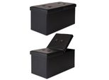 Panca Portaoggetti Dibea, Sgabello Grande Con Coperchio Pieghevole In Pelle Finta, Robusto E Facile Da Pulire, Portata Fino A 300 Kg, 76X38X38 Cm, Nero