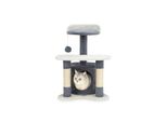 Albero Tiragraffi E Giochi Lionto, Albero Per Gatti Stabile Da 65 Cm Con Steli In Sisal, Grotta In Peluche E Palla Da Gioco, Ideale Per Gatti Di Piccola Taglia, Grigio/Bianco