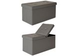 Panca Portaoggetti Dibea, Sgabello Grande Con Coperchio Pieghevole In Pelle Finta, Robusto E Facile Da Pulire, Portata Fino A 300 Kg, 76X38X38 Cm, Grigio