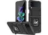 Wozinsky Anello Armatura Custodia Samsung Galaxy Z Flip 4 Coperta Blindata Supporto Magnetico Anello Nero